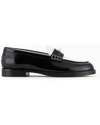 Emporio Armani - Polished Leather Loafers With Stirrup Bar - Lyst