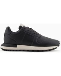 Emporio Armani - Leather Sneakers With Thermoformed Details - Lyst