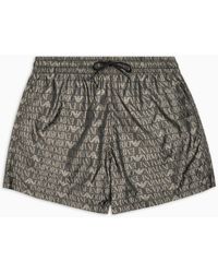 Emporio Armani - Swim Shorts With All-Over Jacquard Logo - Lyst