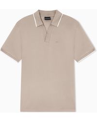 Emporio Armani - V-Neck Piqué Polo Shirt - Lyst