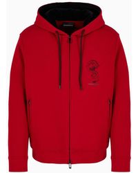 Emporio Armani - Double-jersey Hooded Sweatshirt With Dragon Embroidery - Lyst