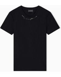Emporio Armani - Lightweight Jersey T-Shirt With Jewel Logo Detail - Lyst