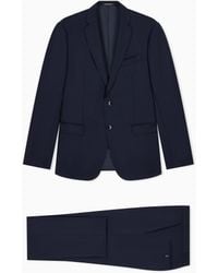 Emporio Armani - Lined Virgin Wool And Silk Suit With Jacquard Micro Design - Lyst