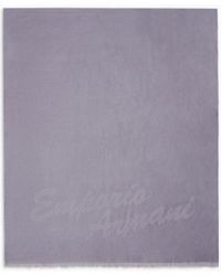 Emporio Armani - Stola In Modal Misto Viscosa Con Stampa Logo Signature - Lyst
