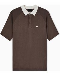 Emporio Armani - Plain-Knit Lyocell-Blend Jumper With Polo Shirt Collar - Lyst