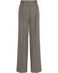 Emporio Armani - Mouliné Wool-Blend Trousers With Darts And Chevron Motif - Lyst