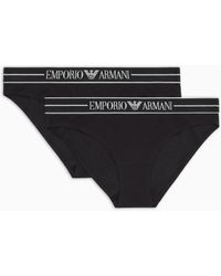 Emporio Armani - Paquete De Dos Braguitas De Algodón Orgánico Con Banda Con Logotipo Asv - Lyst