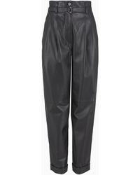 Emporio Armani - Semi-Aniline, Lambskin Nappa Leather Trousers With Belt - Lyst