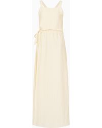 Emporio Armani - Drawstring Dress With Crossover Shoulder Straps And All-Over Rectangle Motif - Lyst