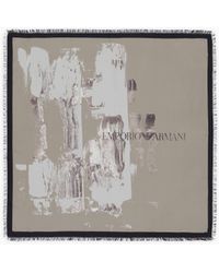 Emporio Armani - Printed Silk Foulard With Fringed Edges - Lyst