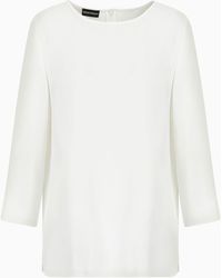 Emporio Armani - Envers-satin Blouse With 3/4 Sleeves - Lyst