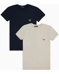 Emporio Armani - Paquete De Dos Camisetas De Estar Por Casa Slim Fit En Viscosa Ecológica De Tacto Suave Asv - Lyst