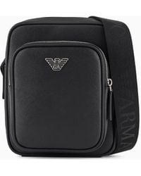 Emporio Armani - Bolso Bandolera De Piel Saffiano Regenerada Con Placa De Águila Asv - Lyst