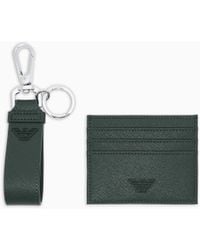 Emporio Armani - Gift Box With Regenerated Saffiano Keyring And Card Holder - Lyst