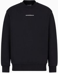 Emporio Armani - Jersey Sweatshirt With Diagonal Weave And Logo Embroidery - Lyst