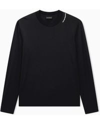 Emporio Armani - Modal Jersey Shirt With Embroidered Logo On Neckline - Lyst
