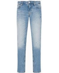 Emporio Armani - J06 Slim-fit, Worn-look, Stretch-denim Jeans - Lyst
