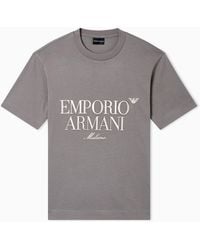 Emporio Armani - Heavy Jersey T-Shirt With Embossed Logo Embroidery - Lyst