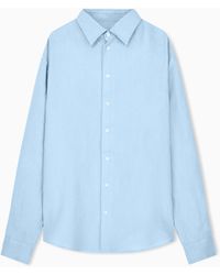 Emporio Armani - Garment-Dyed Linen Shirt With French Collar - Lyst