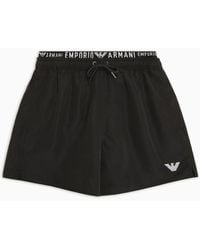 Emporio Armani - Asv Recycled-fabric Swim Shorts With Logoband - Lyst