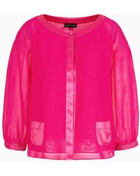 Emporio Armani - Georgette Shirt With Satin Details - Lyst