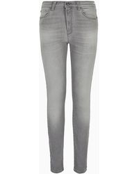 Emporio Armani - J20 High-waisted Super-skinny Jeans In A Worn-look Denim - Lyst