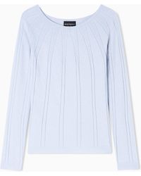 Emporio Armani - Boat-Neck Jumper With A Links-Stitch Motif - Lyst