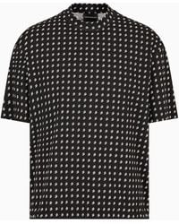 Emporio Armani - Oversize-t-shirt Aus Jersey Mit Allover-print Und Elastischem Saum - Lyst