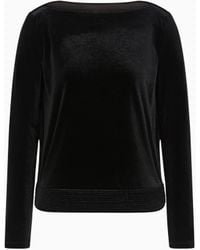 Emporio Armani - Sweatshirt Aus Stretch-Chenille Mit U-Boot-Ausschnitt - Lyst