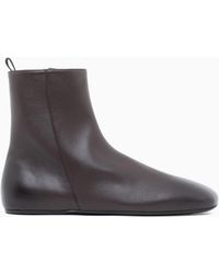 Emporio Armani - Smooth Nappa Leather Ankle Boots With A Side Zipper - Lyst