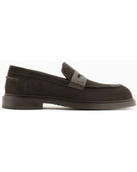 Emporio Armani - Crust Leather Loafers - Lyst