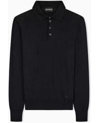 Emporio Armani - Pure Virgin-Wool Jumper With Polo-Shirt Collar - Lyst