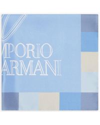 Emporio Armani - Fular De Seda Con Estampado De Logotipo Enmarcado - Lyst