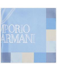 Emporio Armani - Silk Foulard With Framed Logo Print - Lyst