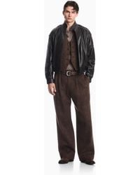 Emporio Armani - Cropped Nappa Leather Blouson Jacket With A Stand Collar - Lyst