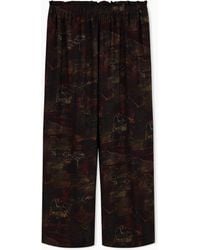 Emporio Armani - Cupro Twill Trousers With All-Over Print - Lyst