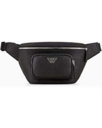 Emporio Armani - Sac Banane En Cuir Saffiano Régénéré Avec Plaquette Aigle Asv - Lyst