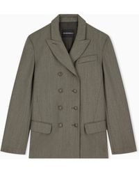 Emporio Armani - Double-Breasted Virgin Wool Blazer - Lyst