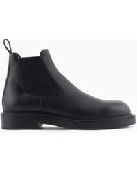 Emporio Armani - Dappled Leather Beatle Boots - Lyst