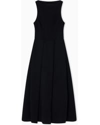 Emporio Armani - Technical Cady Sleeveless Dress With Pleats - Lyst