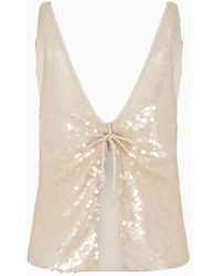 Emporio Armani - Tulle Top With All-over Sequins - Lyst