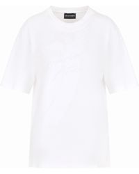 Emporio Armani - Asv Organic Heavyweight Jersey T-Shirt With Sequin Logo Print And Embroidery - Lyst