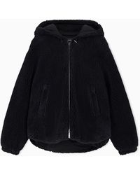 Emporio Armani - Slightly Padded Teddy Jersey Blouson With A Drawstring Hood - Lyst