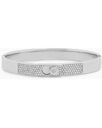 Emporio Armani - Stainless Steel With Crystals Setted Bangle Bracelet - Lyst