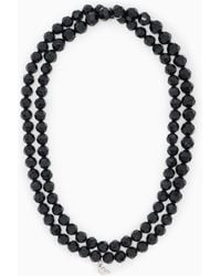 Emporio Armani - Double-Strand Necklace With Faceted Beads And A Metal Charm - Lyst