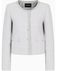 Emporio Armani - Lurex Tweed Single-breasted Jacket - Lyst