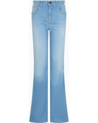 Emporio Armani - Vaqueros J47 En Denim Elástico Con Cintura Media-Alta Y Bajo Acampanado - Lyst