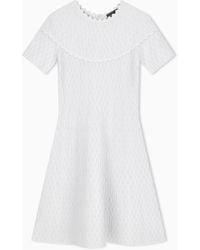 Emporio Armani - Viscose Dress With Kimono Sleeves And Scalloped Edges - Lyst