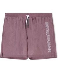 Emporio Armani - Swim Shorts With Stitched Logo Embroidery - Lyst