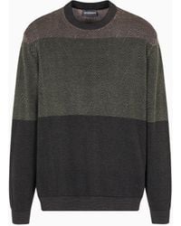 Emporio Armani - Virgin Wool Jumper With Micro Jacquard Op-Art Diamonds - Lyst